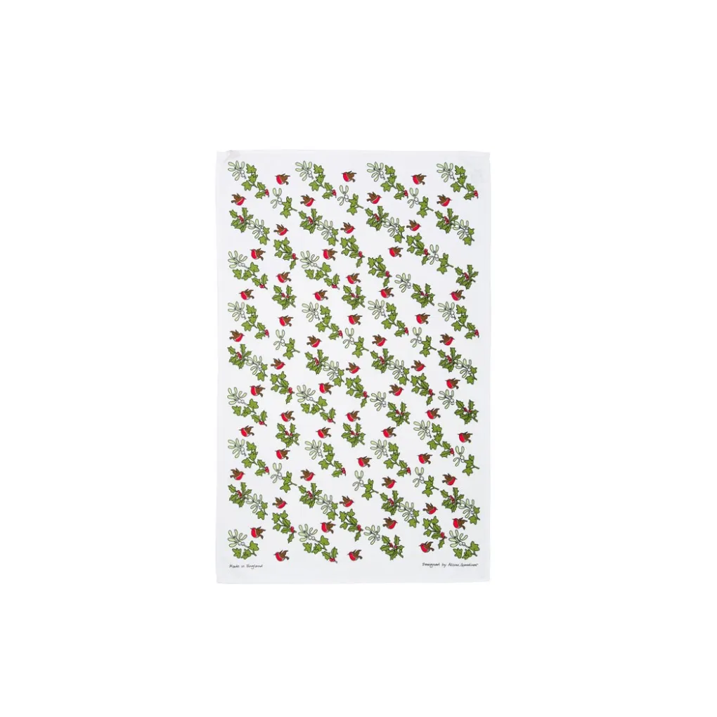 New Alison Gardiner Holly & Ivy Tea Towel