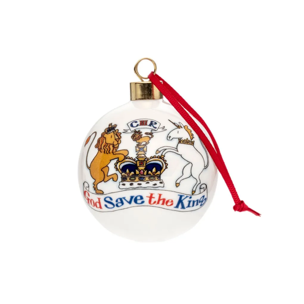 Clearance Alison Gardiner King Charles III Coronation Fine Bone China Bauble