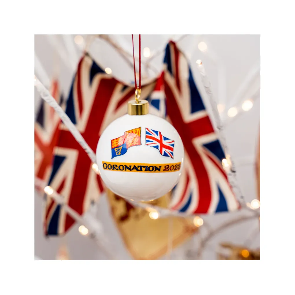 Clearance Alison Gardiner King Charles III Coronation Fine Bone China Bauble