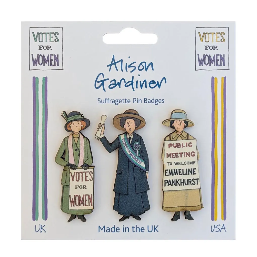 Alison Gardiner Suffragette UK Set of 3 Pin Badges