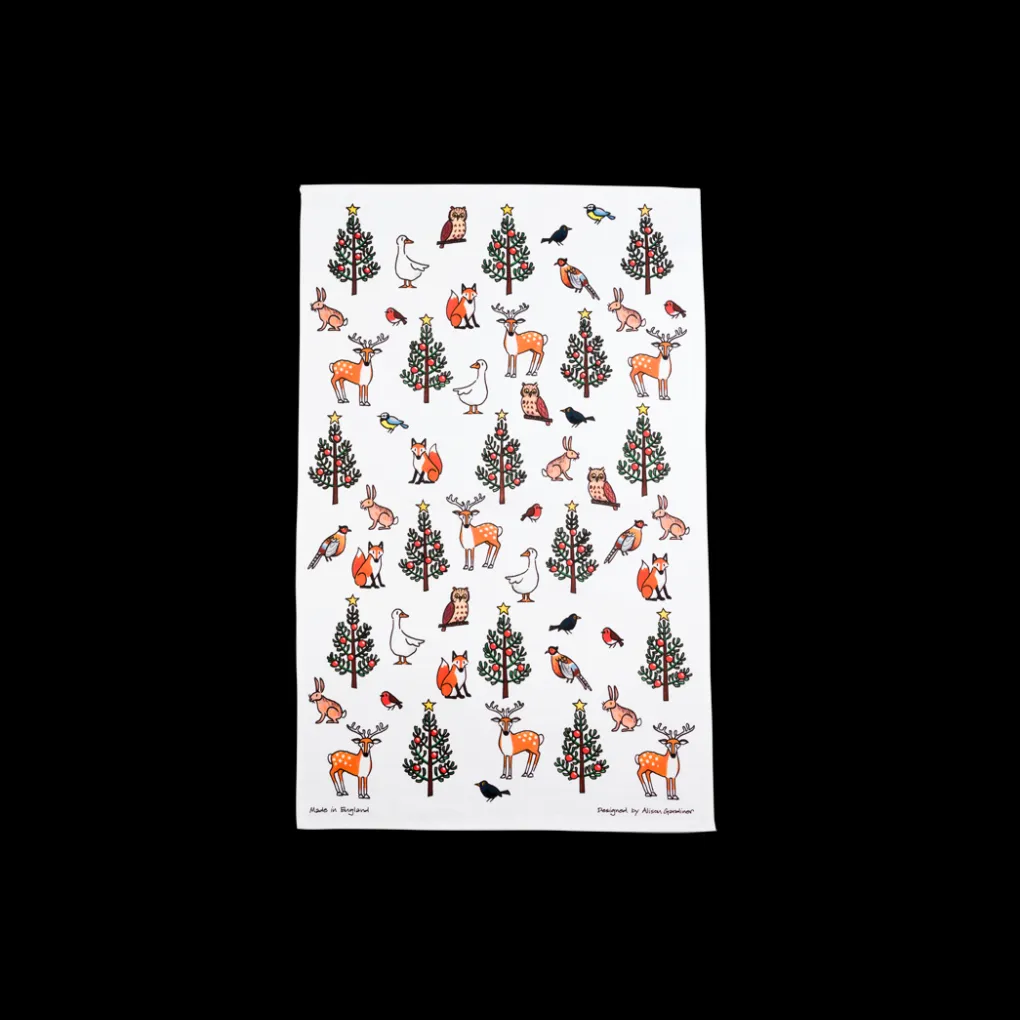 Online Alison Gardiner Winter Wildlife Tea Towel