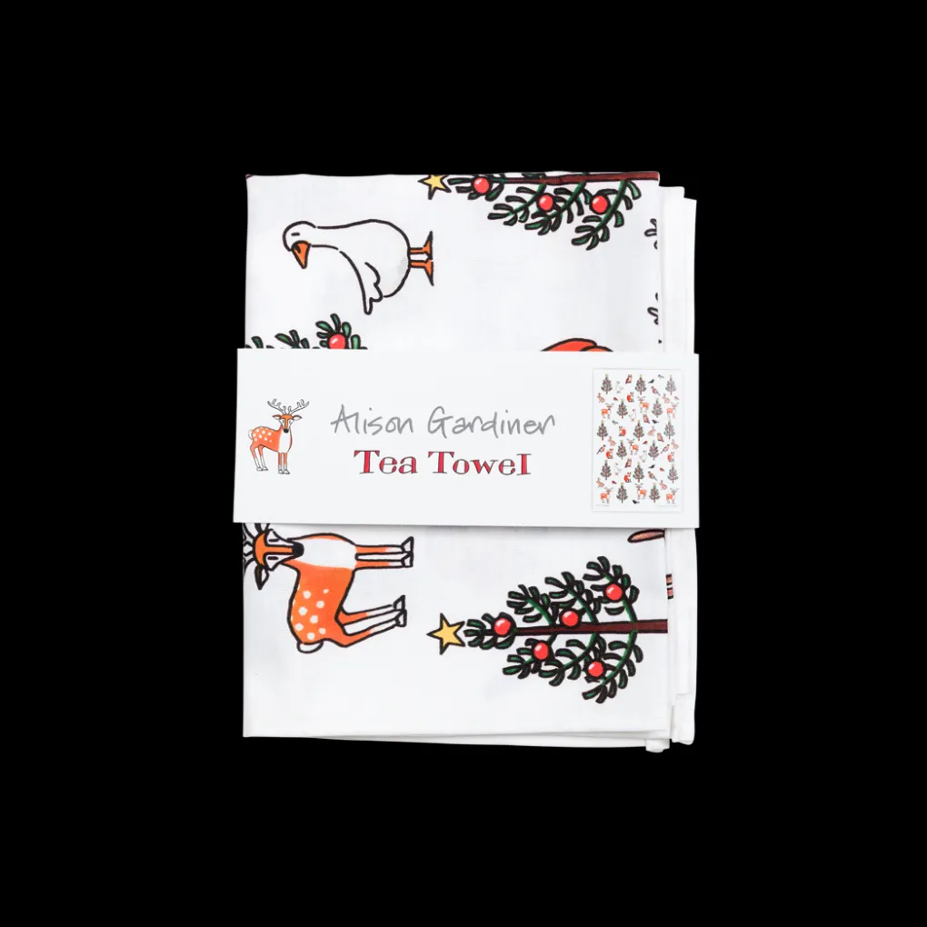 Online Alison Gardiner Winter Wildlife Tea Towel