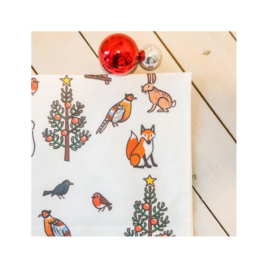 Online Alison Gardiner Winter Wildlife Tea Towel